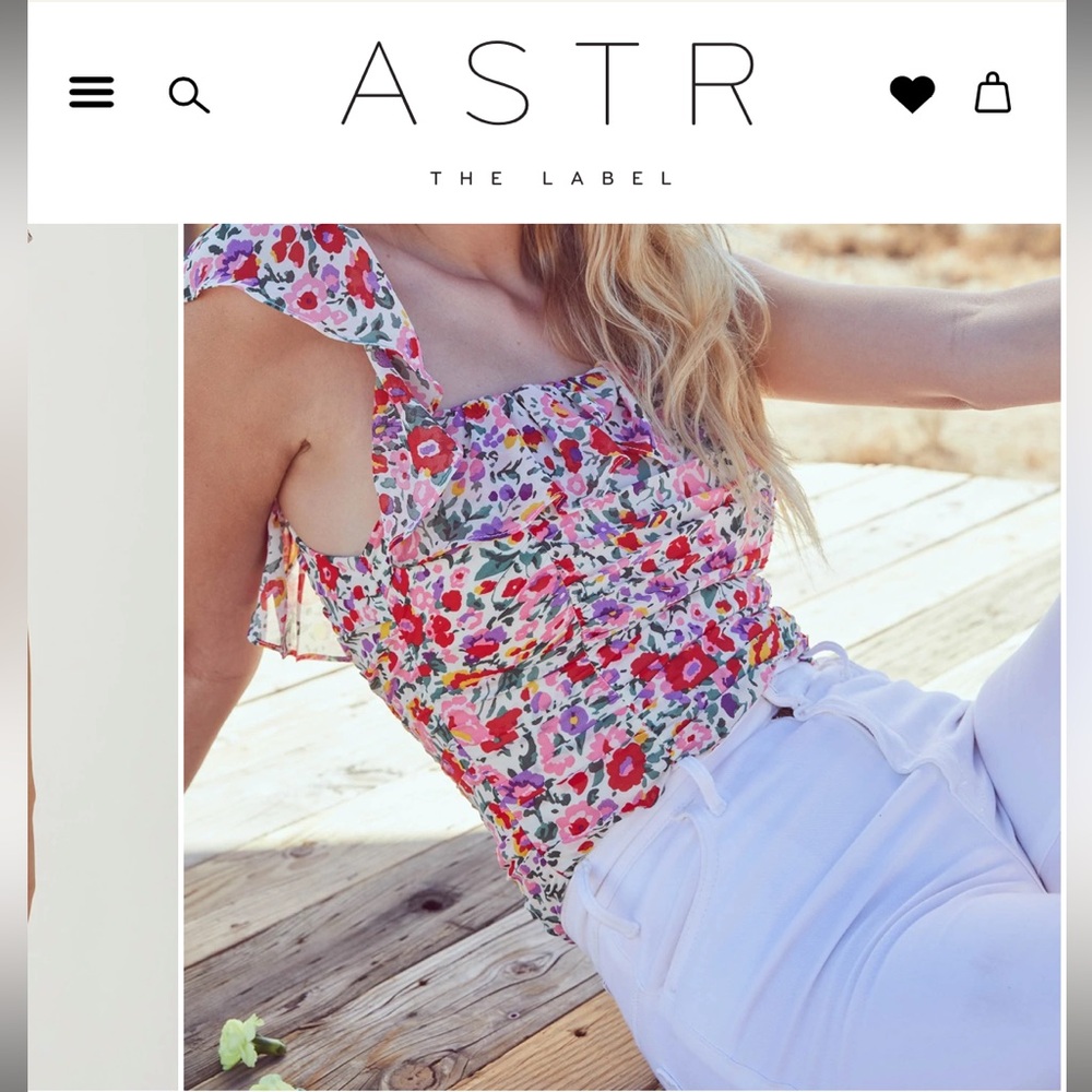 ASTR THE LABEL CAMELLIA FLORAL RUFFLE BODYSUIT SIZE M